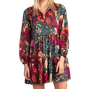 NWT Trina Turk Cinema Flowy Tunic Mini Dress Women’s XS Multicolored